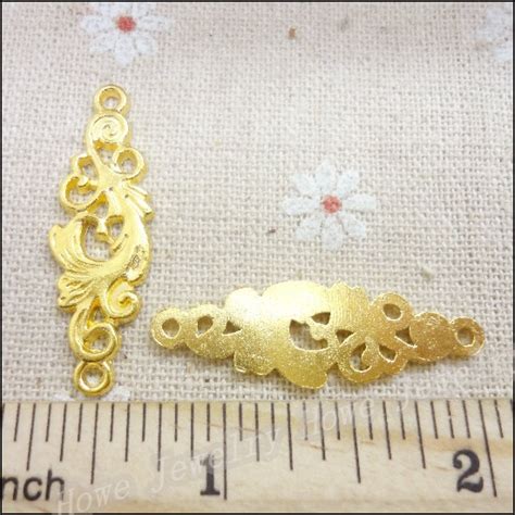 16 Pcs Charmsflower Pendant Gold Color Zinc Alloy Fit Bracelet Necklace