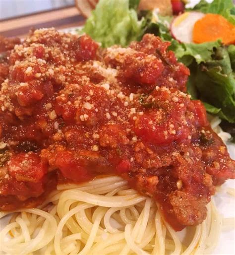 Bake at 350 degrees for 20 minutes or until cheese is bubbling and beginning to brown just a bit. Spaghetti Sauce With Ground Beef | Norine's Nest