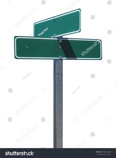 Two Green Street Signs On Metal Pole With Copy Space Isolated On White