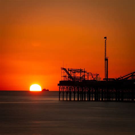 Hd Wallpaper Sunset Silhouette Pier Brighton Exposure Sea Ocean