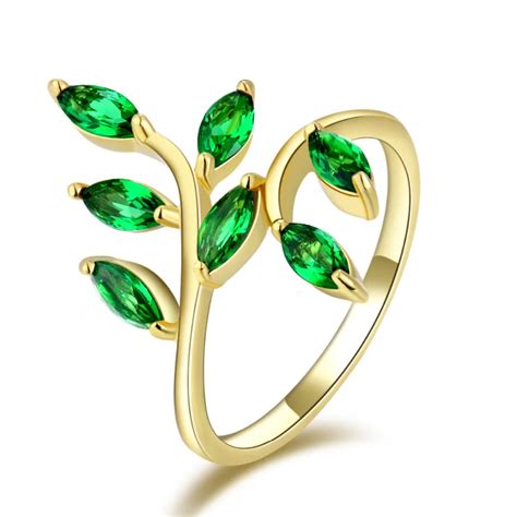 Aliexpress Com Buy SuoHuan Size Trendy Rings For Women Green Zirconia Stone Crystal Gold