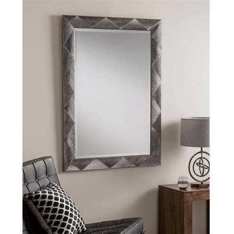Multi Triangle Grey Rectangular Wall Mirror Homesdirect365