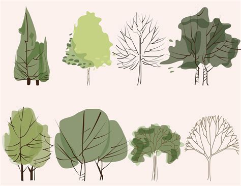 Cutout Trees Vegetation Plant Illustration Vector Png Digital Print