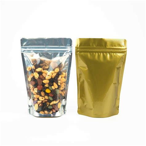 Metallized Colour Backed Stand Up Zipper Pouches