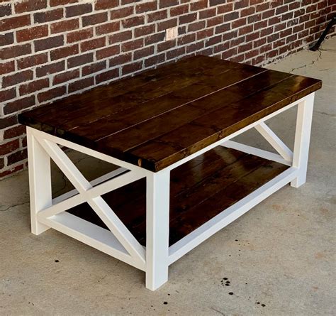 This is a very easy and inexpensive diy famhouse coffee table. Custom Farmhouse Coffee Table & End Table Set | Etsy ...