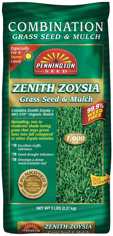 Zoysia grass is a popular warm season grass that provides a thick turf. Pennington Zenith Zoysia Grass Seed with Mulch | Zoysia ...