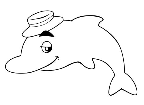 A Dolphin With A Hat On It S Head And Eyes Drawn In Black Ink