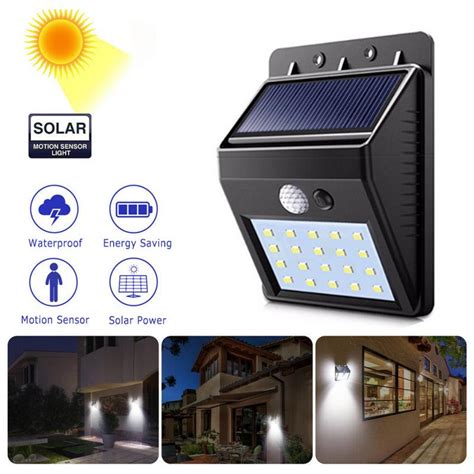 74 Led Solar Powered Security Wall Light Pir Motion Sensor Outdoor