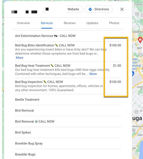 Google Business Profile Services Showing Incorrect Pricing