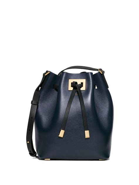 Lyst Michael Kors Miranda Medium Two Tone Leather Bucket Bag In Blue