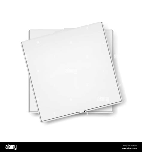Vector 3d Realistic Blank White Pizza Box Template Closeup Isolated On