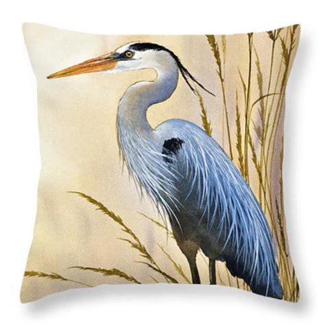 Heron Throw Pillow Featuring The Painting Blue Herons Bright Shore By