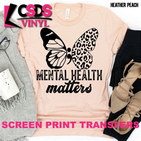 Screen Print Transfer Mental Health Matters Butterfly Black Csds