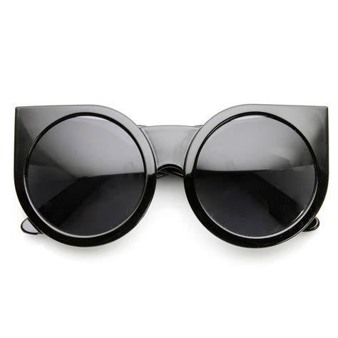 Womens Fashion Super Bold Round Cat Eye Sunglasses Zerouv