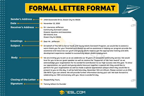 Formal Letter Format Useful Example And Writing Tips Esl