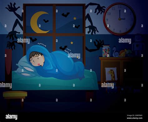 A Boy Having A Nightmare Stock Vector Image And Art Alamy