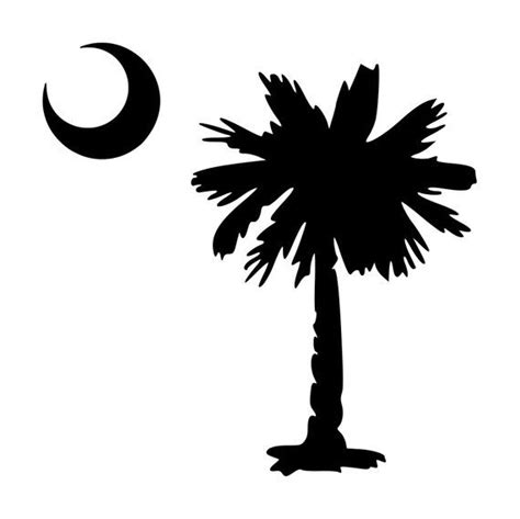 Palmetto Tree With Crescent Moon Vinyl Decal Sticker South Carolina