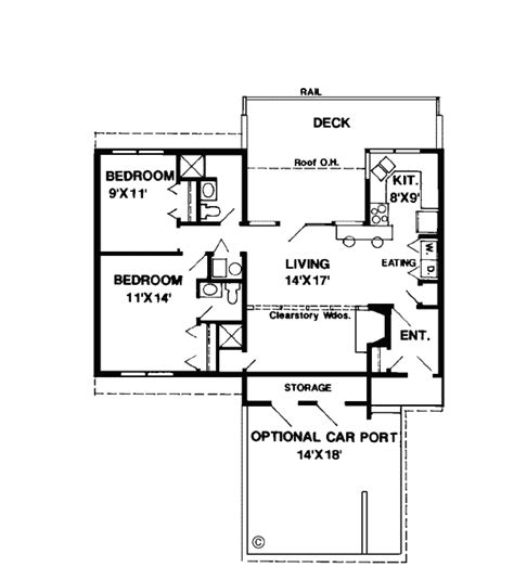 House Plan 94300 Contemporary Style With 950 Sq Ft 2 Bed 2 Bath