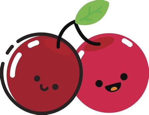 Happy Cute Kawaii Fruit Cartoon Emoji Cherry Vinyl Decal Sticker Fruit Cartoon Kawaii Fruit