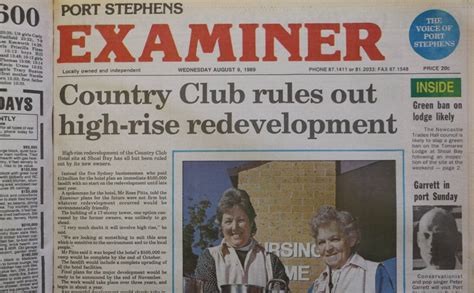 From The Archives Of The Port Stephens Examiner August 9 1989 Port