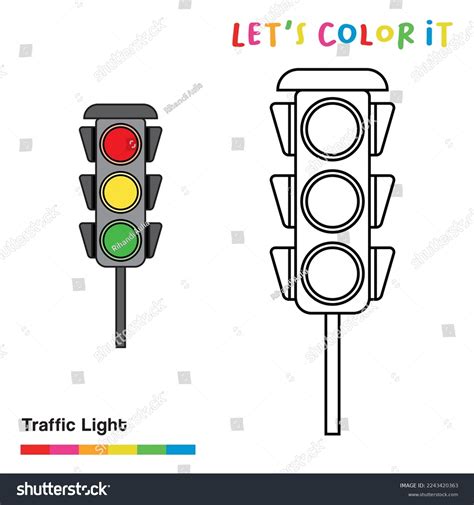 Traffic Light Coloring Page Kids Guidelines Stock Vector (Royalty Free