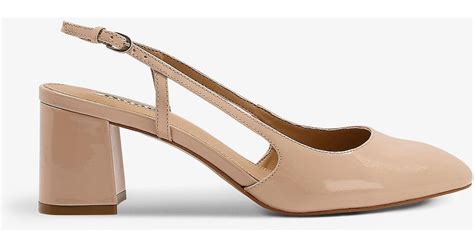 Dune Coaste Patent Leather Slingback Heels In Nude Patent Natural
