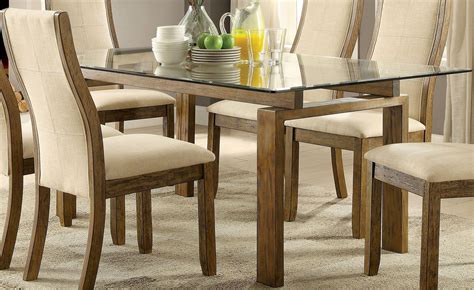 Onway Oak Rectangular Glass Top Dining Room Set From Furniture Of