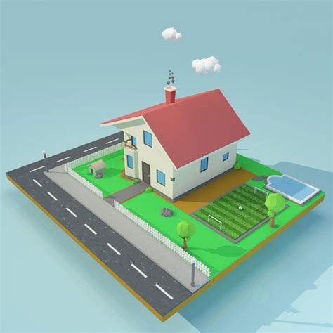 Low Poly House Fully Customizable 3d Model Of A Building 3d 3dmodel 3ddesign Vr Ar