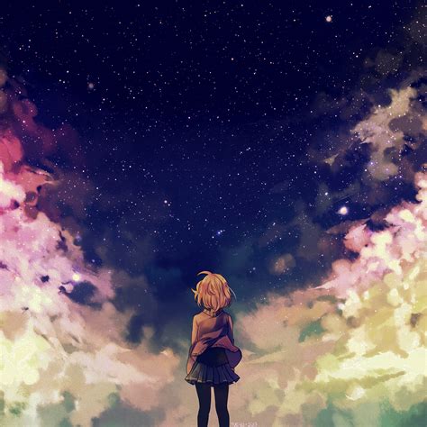 Android Wallpaper Ad65 Starry Space Illust Anime Girl