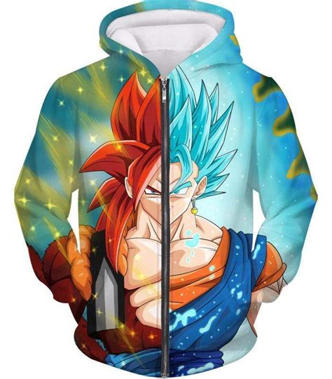 Dragon Ball Z Hoodie Super Saiyan Blue Vegetto And Ssj4 Gogeta Hoodi