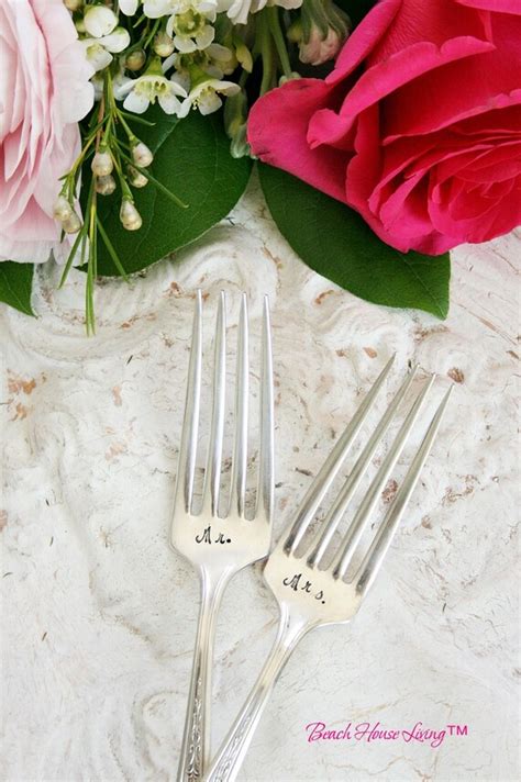 Vintage Mr Mrs Wedding Cake Forks Silver By Beachhouseliving