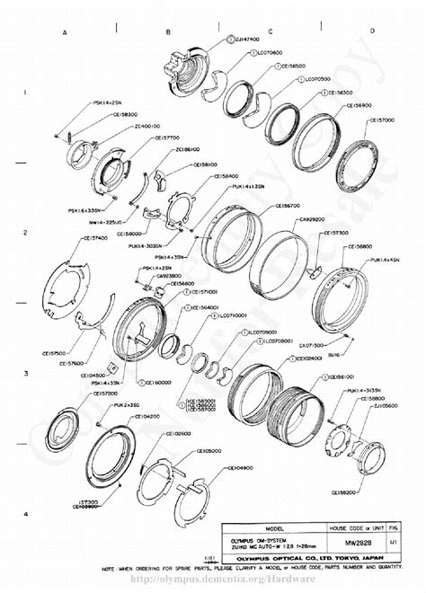 Olympus 28mm F28 Exploded Parts Diagram Service Manual Download