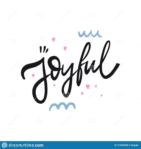Joyful Sign Hand Drawn Lettering Isolated On White Background Black