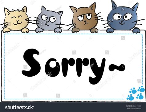 Cats Holding Card Say Sorry Stock Vector Royalty Free 266117369