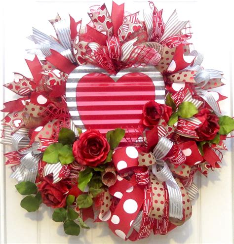 Valentine Wreath For Front Door Valentines Day Wreath Red Etsy
