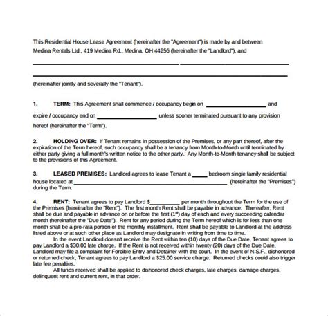 The tenant will have rights of possession of the property after the lease begins and may only be required to vacate either at the end of the term or if they violate any of the lease provisions. FREE 8+ Sample House Lease Agreement Templates in PDF | MS ...