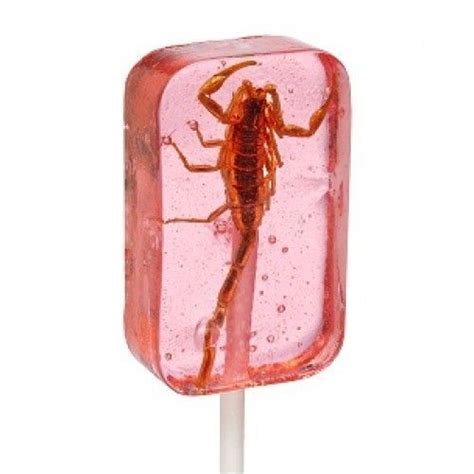 Scorpion Lollipop Candy Fear Factor Real Insect Gag Gift Strawberry Flavor Hotlix Bug