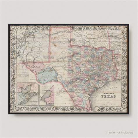 1870 Pocket Map Of Texas Historical Map Of Texas Antique Map Of Texas