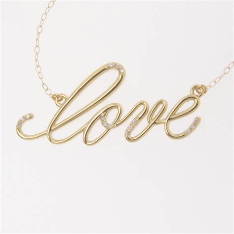 14k Gold And Diamond Love Necklace Simple And Romantic From