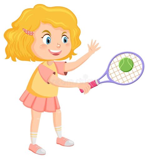Cute Girl Tennis Player Cartoon Stock Vector Illustration Of Exercise