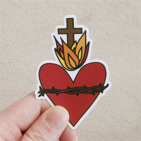 Sacred Heart Of Jesus Vinyl Sticker Catholic Mom T Etsy Uk