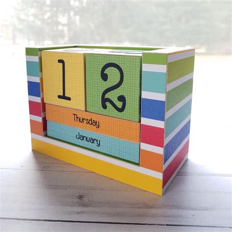 Handmade Wooden Block Perpetual Calendar Month And Day Etsy
