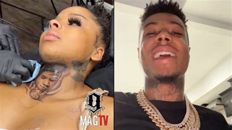 Blueface Gf Chrisean Rock Gets His Face Tatted On Her Neck 😱 Youtube
