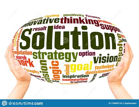 Solution Word Cloud Hand Sphere Concept Stock Image Image Of Plan