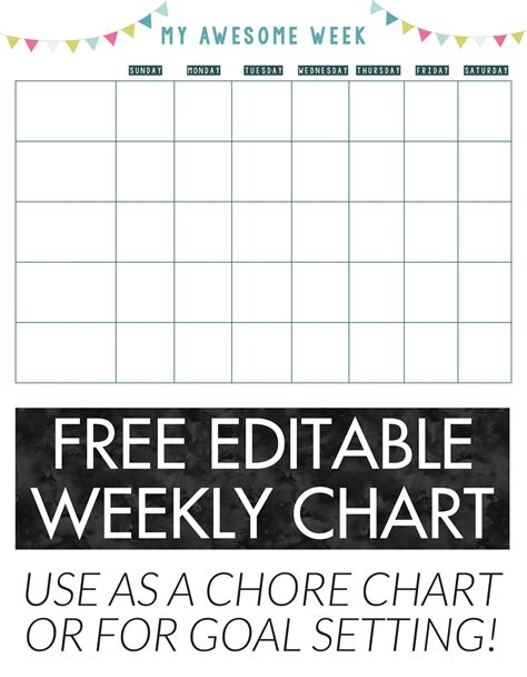 Free Editable Weekly Chart Great To Use As A Chore Chart For Kids Or
