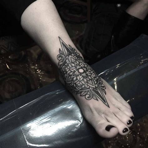 Let's take a look at some of the most amazing foot tattoo design ideas around the world for women; Upper Foot Mandala Tattoo | Best Tattoo Ideas Gallery