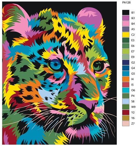 Pop Art Animals Painting Bright Animalsdiy Paint By Number Etsy