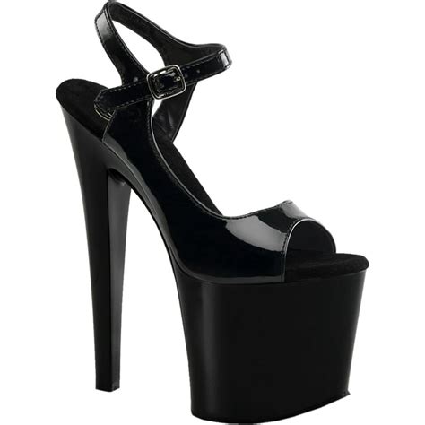 Pleaser Womens 7 12 Inch High Heels Black Patent Shoes Ankle Strap
