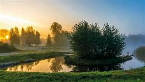 Nature, Dawn, Fog, Landscape, And, River, During, Summer, Hd