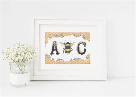 Bumblebee Illustration Alphabet Illustration Bee Art Print Etsy